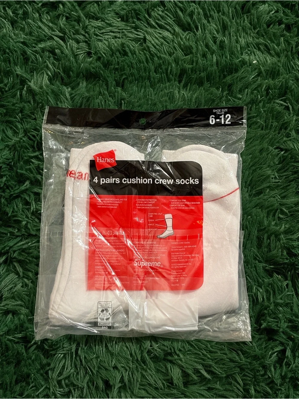 Supreme x Hanes White Socks